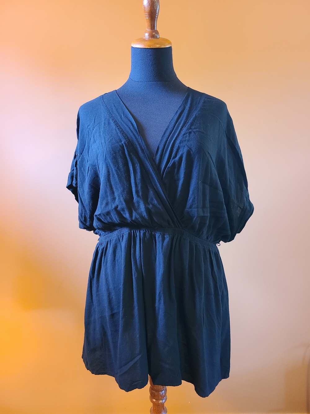 Black V-Neck Surplice Tunic